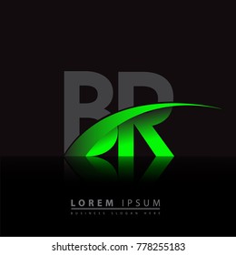 initial letter BR logotype company name colored green and black swoosh design. vector logo for business and company identity.
