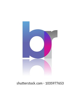 Initial Letter BR Lowercase overlap Logo Blue, pink and grey, Modern and Simple Logo Design.