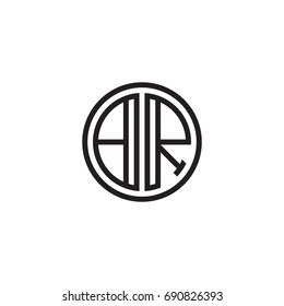 Initial letter BR, minimalist line art monogram circle logo, black color