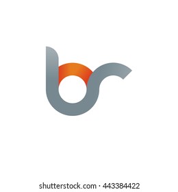 initial letter br modern linked circle round lowercase logo orange gray