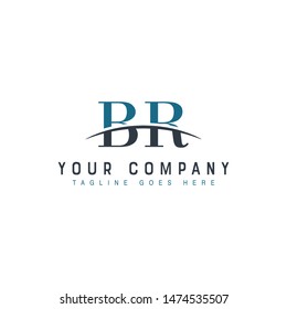 Initial letter BR, overlapping movement swoosh horizon logo company design inspiration in blue and gray color vector