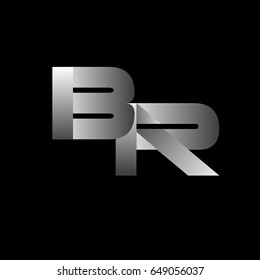 Initial letter BR uppercase modern and simple logo linked white colored, isolated in black background. Vector design template elements for company identity.