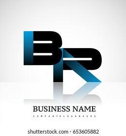 Initial letter BR uppercase modern and simple logo linked blue and black colored, isolated in white background. Vector design for company identity.