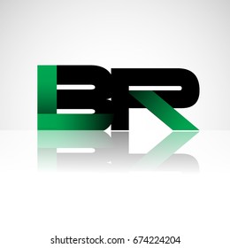 Initial letter BR uppercase modern and simple logo linked green and black colored, isolated in white background. Vector design for company identity.