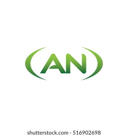 initial letter AN brackets uppercase logo green