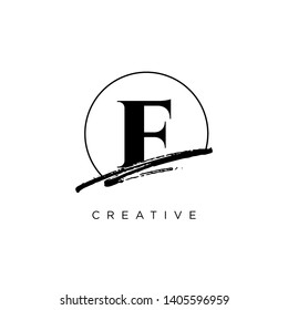 Initial Letter brush F Monogram Sliced. Logo template isolated on white background