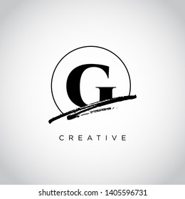Initial Letter brush G Monogram Sliced. Logo template isolated on white background