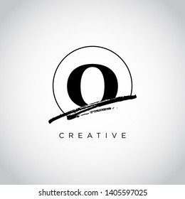 Initial Letter brush O Monogram Sliced. Logo template isolated on white background