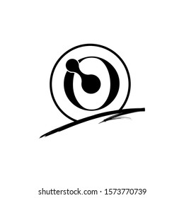 Initial Letter brush O monogram Sliced. Black Logo template isolated on white background