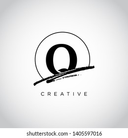 Initial Letter brush Q Monogram Sliced. Logo template isolated on white background
