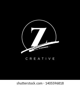 Initial Letter brush Z Monogram Sliced. Logo template isolated on black background