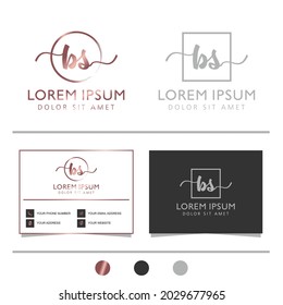 Initial letter BS calligraphy handwritten logo. Feminine logo collections and business card template. handwriting logo of initial signature, wedding, fashion, floral and botanical.