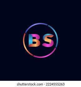 Initial letter BS curve rounded logo, gradient vibrant colorful glossy colors