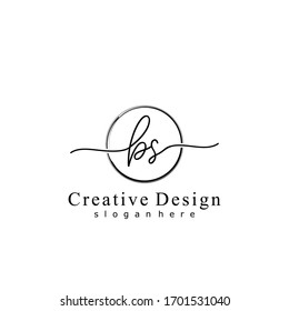 Letra inicial BS manuscrita con plantilla dibujada a mano en círculo	
