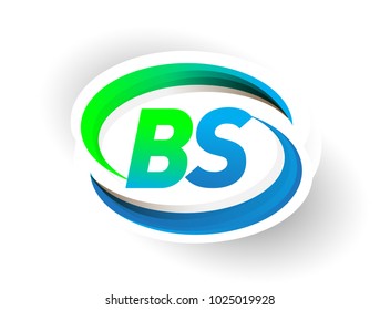 initial letter BS logotype company name colored blue and green swoosh design, modern logo concept. vector logo for business and company identity.
