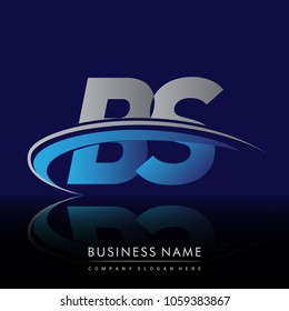 initial letter BS logotype company name colored blue and grey swoosh design. vector logo for business and company identity.
