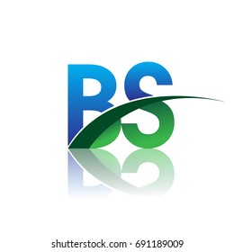 initial letter BS logotype company name colored blue and green swoosh design. vector logo for business and company identity.
