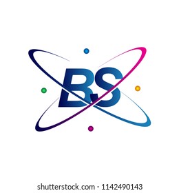 initial letter BS logotype science icon colored blue, red, green and yellow swoosh design. vector logo for business and company identity.