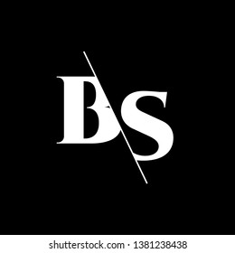 Initial Letter BS Monogram Sliced. Modern logo template isolated on black background
