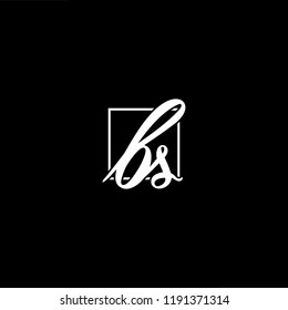 Initial letter BS SB minimalist art monogram shape logo, white color on black background