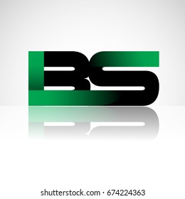 Initial letter BS uppercase modern and simple logo linked green and black colored, isolated in white background. Vector design for company identity.