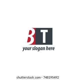 Initial Letter BT Design Logo With Square