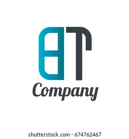 Initial Letter BT Linked Box Design Logo