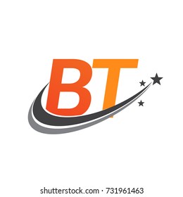 initial letter BT logotype company name colored orange and grey swoosh star design. vector logo for business and company identity.