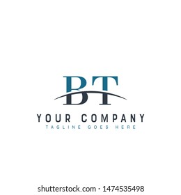 Initial letter BT, overlapping movement swoosh horizon logo company design inspiration in blue and gray color vector