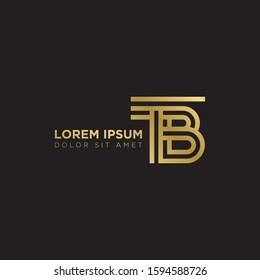Initial Letter BT TB linked uppercase overlap modern gold logo vector design template. Suitable for business, consulting group company.