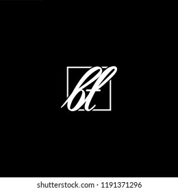 Initial letter BT TB minimalist art monogram shape logo, white color on black background