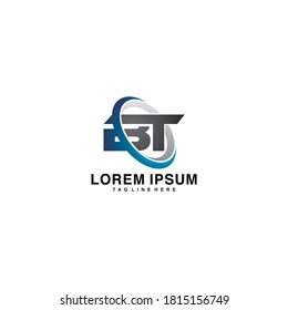 Initial letter BT TB minimalist art monogram logo