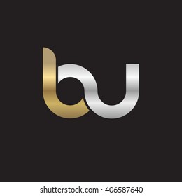 initial letter bu linked circle lowercase logo gold silver black background