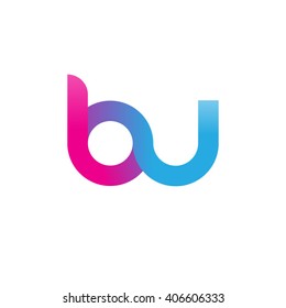 initial letter bu linked circle lowercase logo pink blue purple