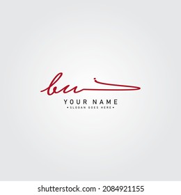 Initial Letter BU Logo - Hand Drawn Signature Style Logo