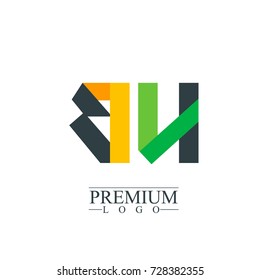 Initial Letter BU Logo Icon Design Template Elements. Material design logo