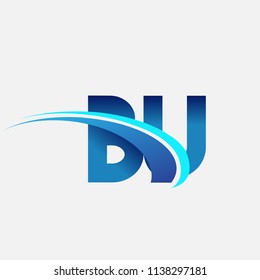 initial letter BU logotype company name colored blue and swoosh design. vector logo for business and company identity.
