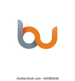 initial letter bu modern linked circle round lowercase logo orange gray