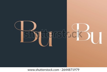 Initial letter BU UB logo design vector illustration for couple, wedding, and business