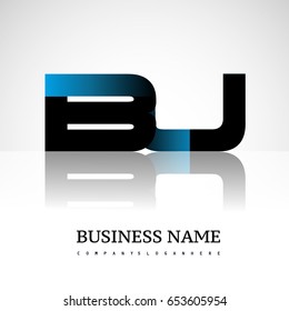Initial letter BU uppercase modern and simple logo linked blue and black colored, isolated in white background. Vector design for company identity.