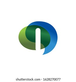 Initial Letter I Bubble Speech Logo Design Concept