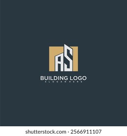 AS initial letter building logo for real estate with square design