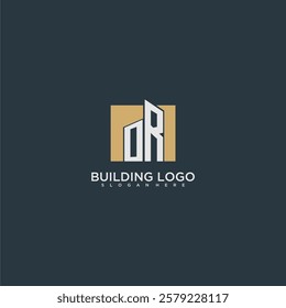 OR initial letter building logo for real estate with square design
