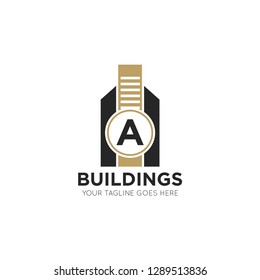 initial a letter building logo vector illustration design template
