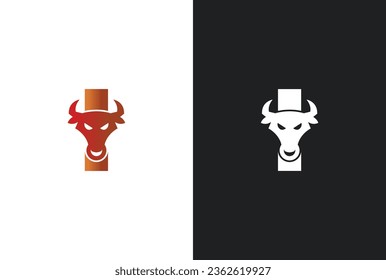 Letra inicial diseño del logotipo de toro. Diseño de logotipo de toros para la identidad de su empresa, marca e icono