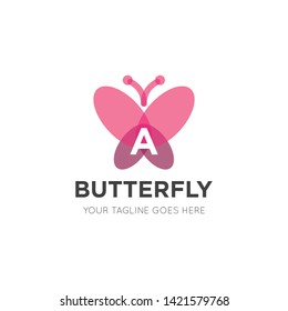 initial letter a butterfly logo and icon vector illustration design template