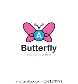 initial letter a butterfly logo and icon vector illustration design template