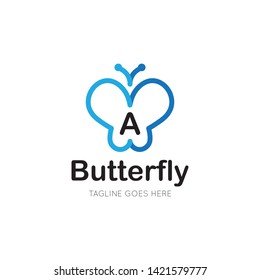 initial letter a butterfly logo and icon vector illustration design template
