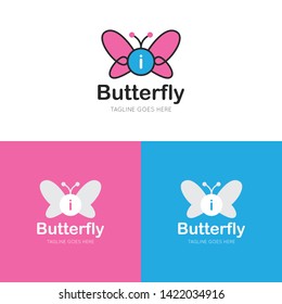 initial letter i butterfly logo and icon vector illustration design template