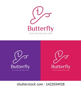 initial letter i butterfly logo and icon vector illustration design template
